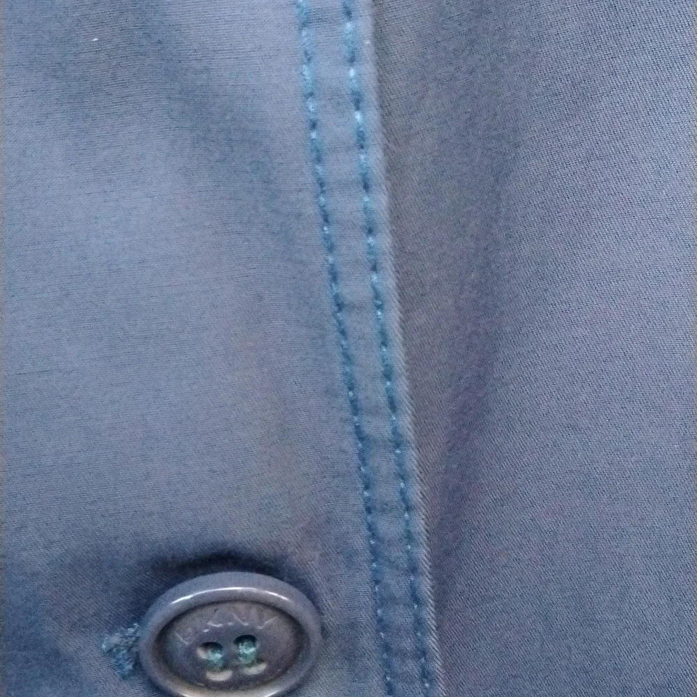 DKNY Blue Belted Raincoat Knee Length Classic Lined Outerwear Lightweight size m